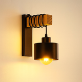 LED-Wandleuchte | Elsa | Schwarz + Holz | E27-Fassung
