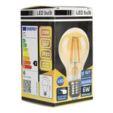 LED Filament lamp 6W | A60 | 3-step Dimbaar | E27 | 2700K - Warm wit | Doos