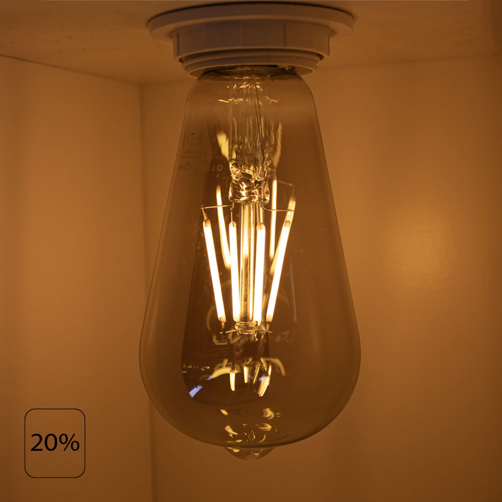 LED Smoked Filament lamp | 6W | ST64 | 3-step Dimbaar | E27 | 2700K - Warm wit | 20%