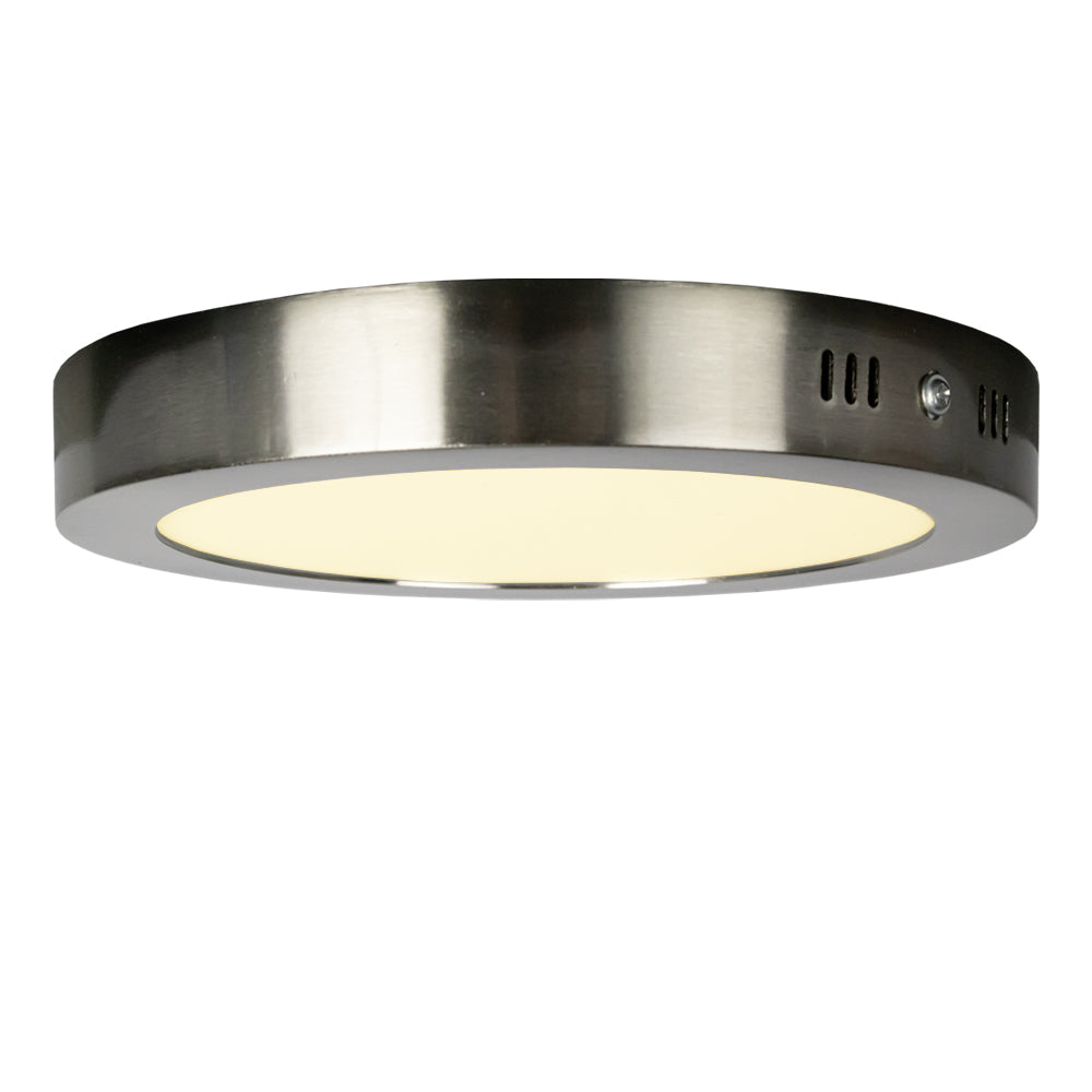 LED Plafondlamp rond | 18 watt | Mat chrome | IP20 | 4000K (naturel wit) - vooraanzicht