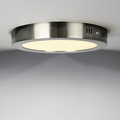 LED Plafondlamp rond | 18 watt | Mat chrome | IP20 | 4000K (naturel wit) - sfeerfoto