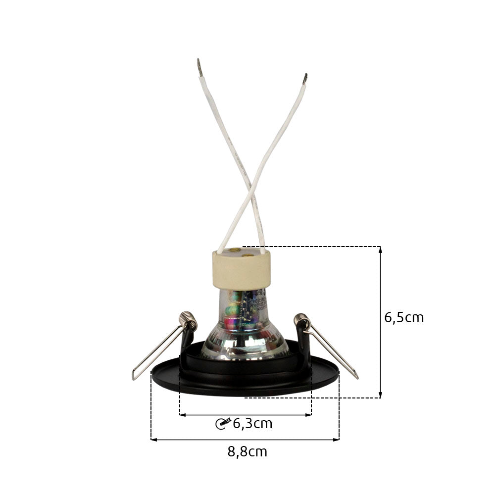 LED zwarte inbouwspot gu10 fitting 220 volt - afmetingen