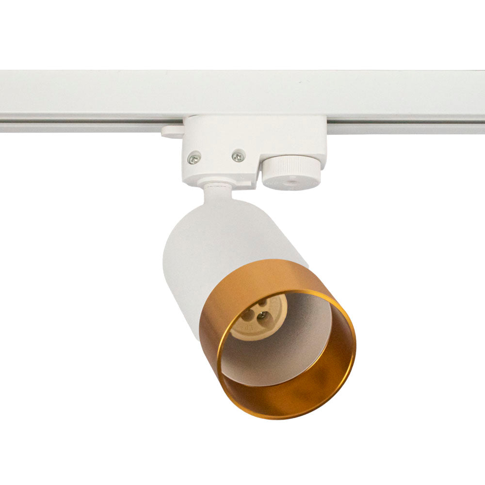 LED 1-fase railspot wit met gouden ring gu10 fitting - zonder lichtbron