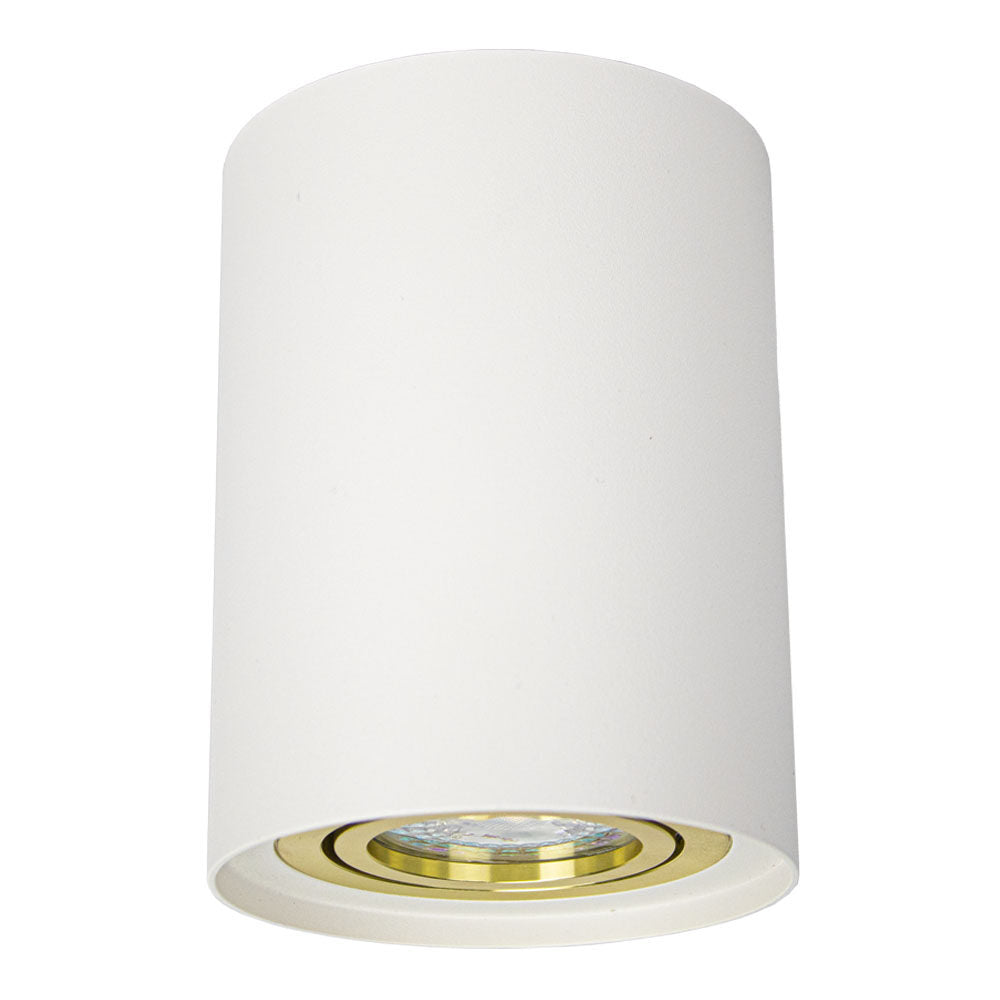 Opbouw spot armatuur wit met goud | 98 x 124mm | Rond | GU10 fitting | Uit foto