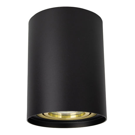 Opbouwspot armatuur zwart met goud | 98 x 124mm | Rond | GU10 fitting | Uit foto