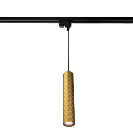 3-fase Langwerpige hanglamp 29cm | Ruit structuur | Goud | GU10 fitting | Uit foto