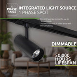 LED 1-fase dimbare railspot zwart 2700K - levensduur