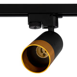 1 fase railspot zwart met gouden ring - GU10 - excl. lamp