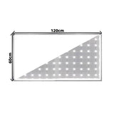LED-Panel 120x60 cm mit hellweißer Beleuchtung, Vorderansicht mit abgebildeten Abmessungen.