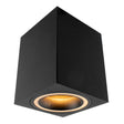 Opbouw spot armatuur zwart - 80x100mm - vierkant - GU10 fitting - vooraanzicht - lamp aan