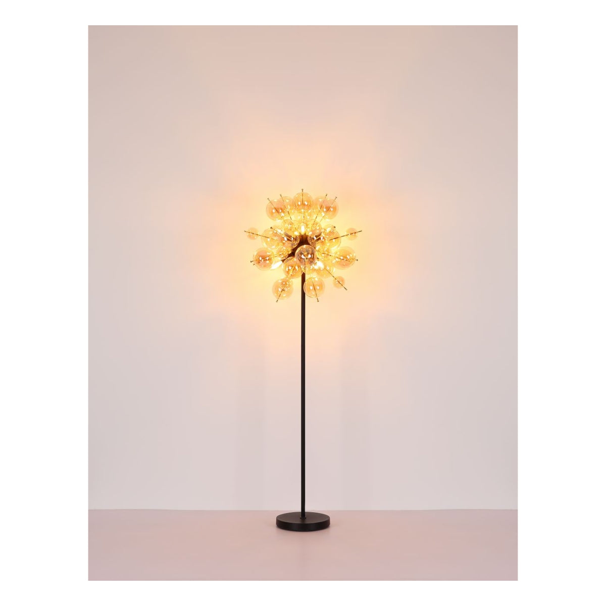 Plafondlamp UDO ø55CM  E14 Matt zwart 3-Lichts amber