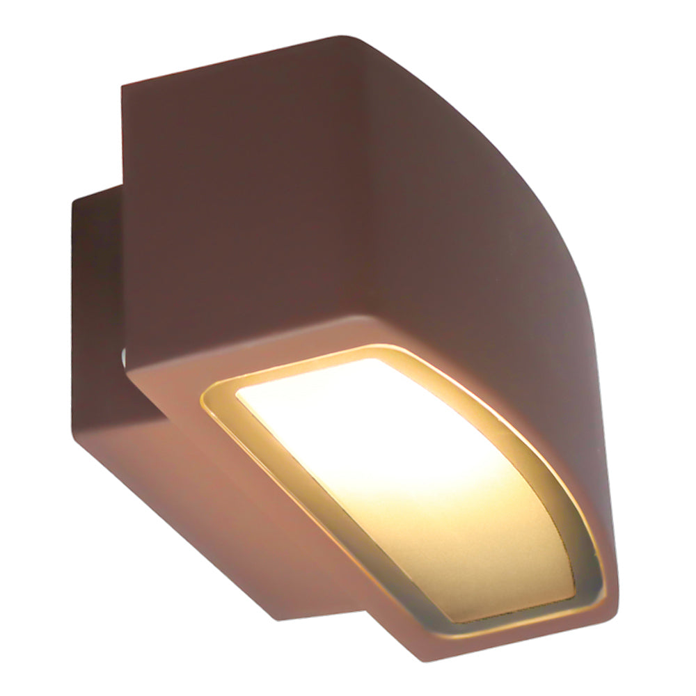 LED Cube Buiten Wandlamp | E27 | IP55 | Coffee Brown - zijaanzicht