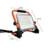 LED Bouwlamp - Floodlight op Frame | 50 Watt | Zwart / Oranje | Afmetingen