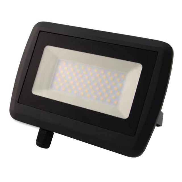 LED Bouwlamp - Floodlight 50 Watt | 4500K - Naturel wit | Voorkant schuin