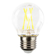 Helle LED-Filamentlampe mit E27-Fassung, kugelförmiges Design, Frontansicht