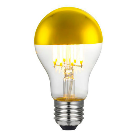 LED kopspiegel Filament lamp 4W | A60 | Goud | 2700K - Warm wit - vooraanzicht lamp aan