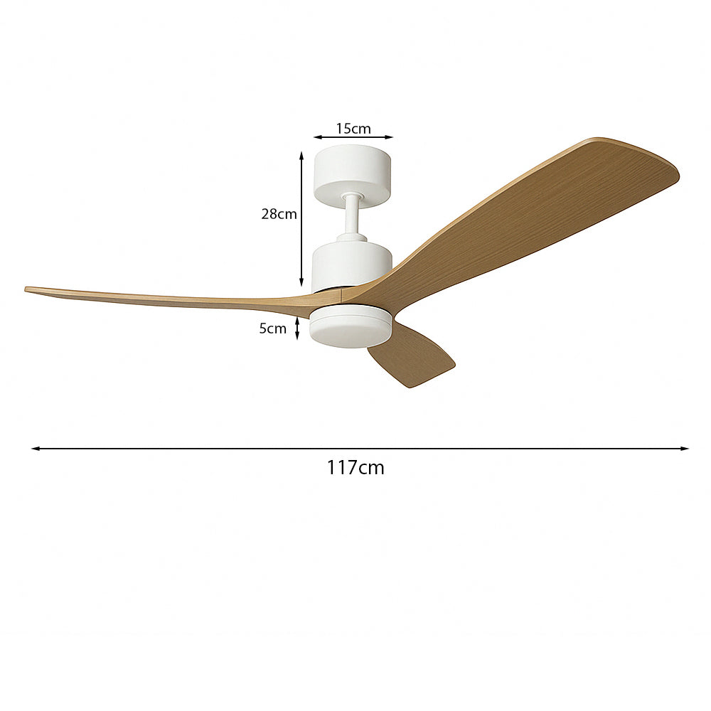LED-Deckenventilator | Weiß mit Holz | 18W | 1440 Lumen | CCT – Farbwechsel | Nicht dimmbar
