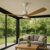 LED-Deckenventilator | Weiß mit Holz | 18W | 1440 Lumen | CCT – Farbwechsel | Nicht dimmbar