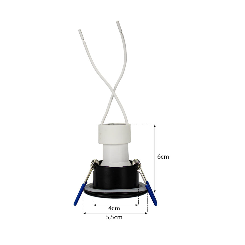 Zwarte mini badkamer inbouwspot | Ø42mm | Waterbestendig | Enkel | Rond | Afmetingen