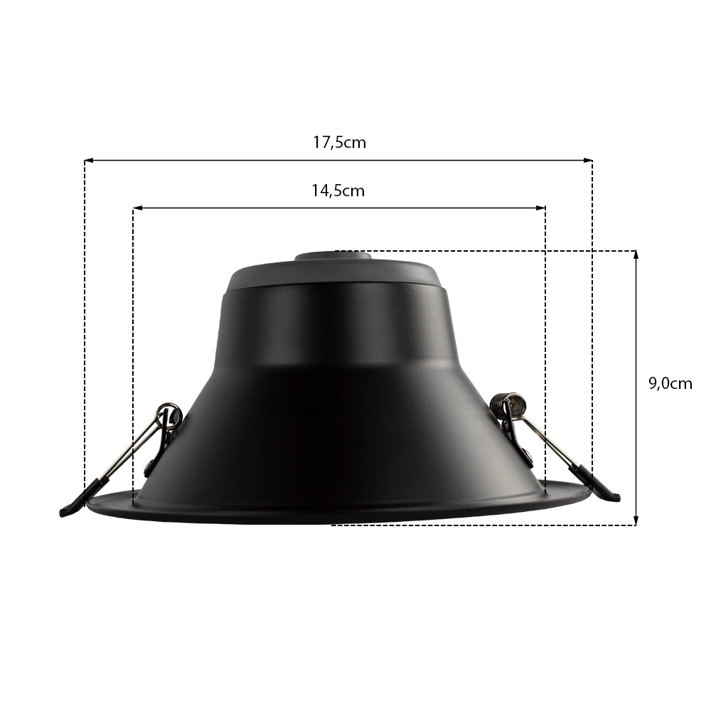 LED inbouw downlight | Dimbaar | 15W | Ø145 | CCT - Kleurwissel \ met afmetingen