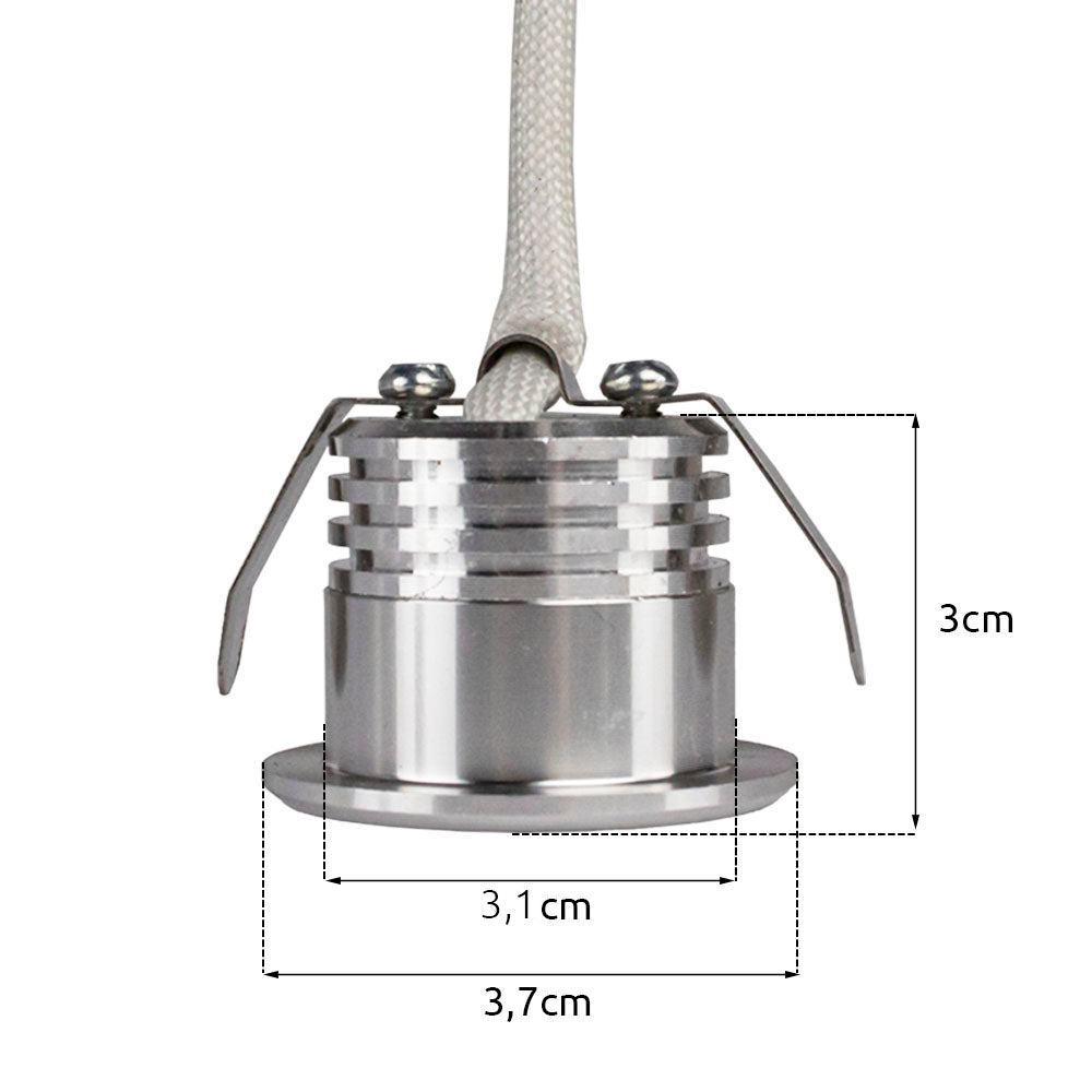 LED Veranda inbouwspot | Mini | Ø31mm | 3.4 W | Dimbaar - Zilver - afmetingen