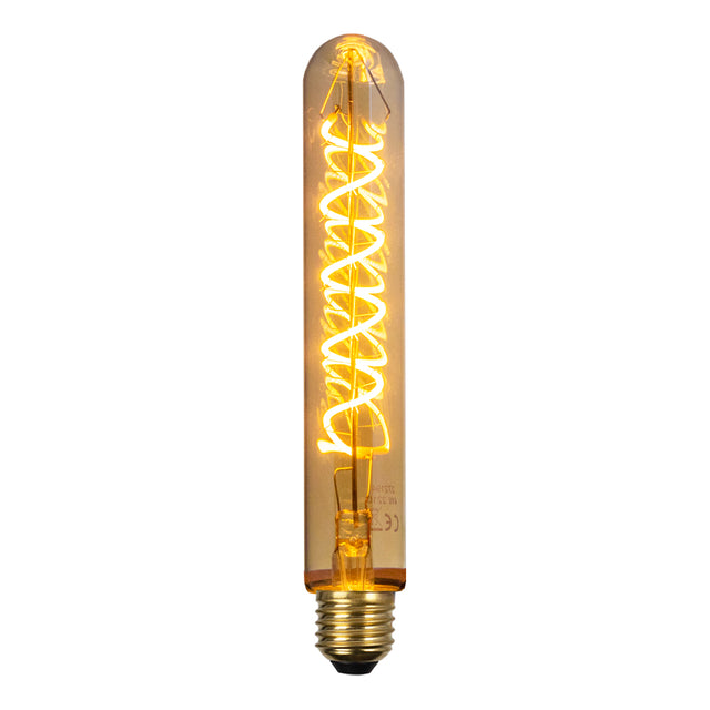 LED Filament Amber lamp | Dimbaar | 4W | Tube | E27 - 2400K - Extra warm wit | vooraanzicht | lamp aan