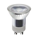LED-Strahler GU10 Lampe – Schräge Frontansicht eines energieeffizienten GU10 LED-Strahlers mit Glasreflektor und Metallic-Finish, geeignet für Einbaustrahler.
