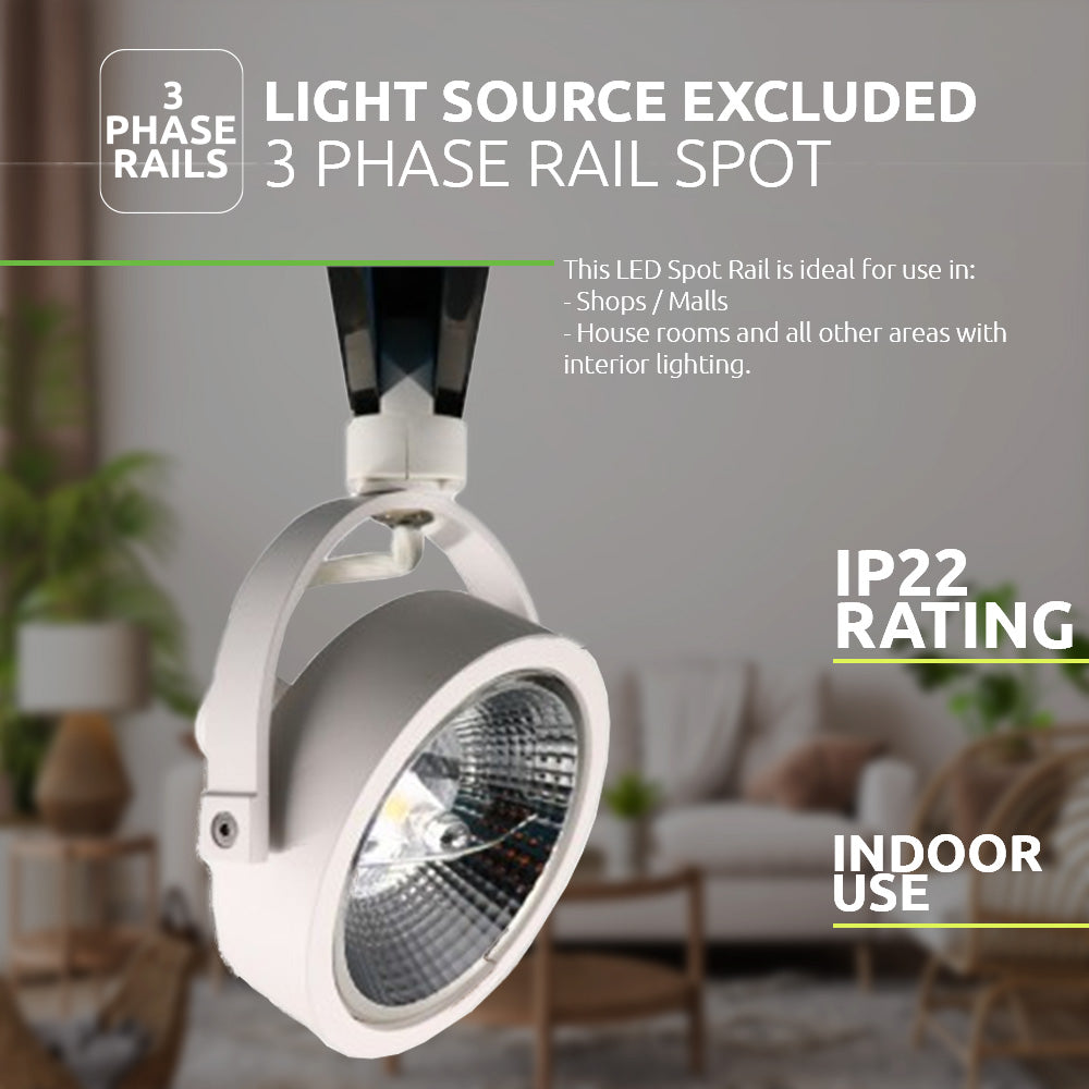 LED 3-fase Railspot AR111 wit met gu10 fitting - fitting