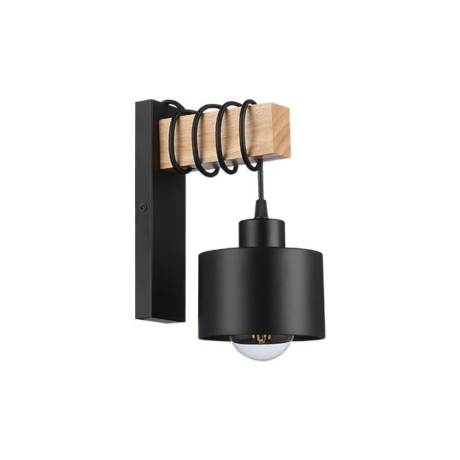 LED Wandlamp | Elza | Zwart + Hout | E27 Fitting