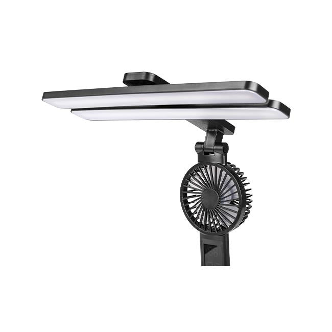 LED Bureaulamp | Summer | Zwart | Met ventilator | CCT | Datum+Tijd | Close-up lamp