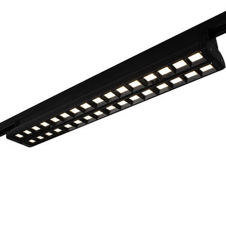 LED 1-fase Railarmatuur zwart 48W 60cm - vooraanzicht railarmatuur aan