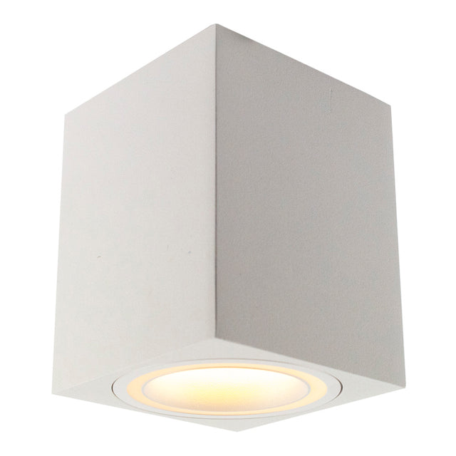 Opbouw spot armatuur wit - 80x100mm - vierkant - GU10 fitting - vooraanzicht - lamp aan