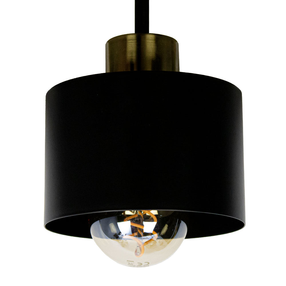 Plafondlamp 3-voudig zwart - Goud | metaal | 3x E27 fitting | Ø30cm | Close-up