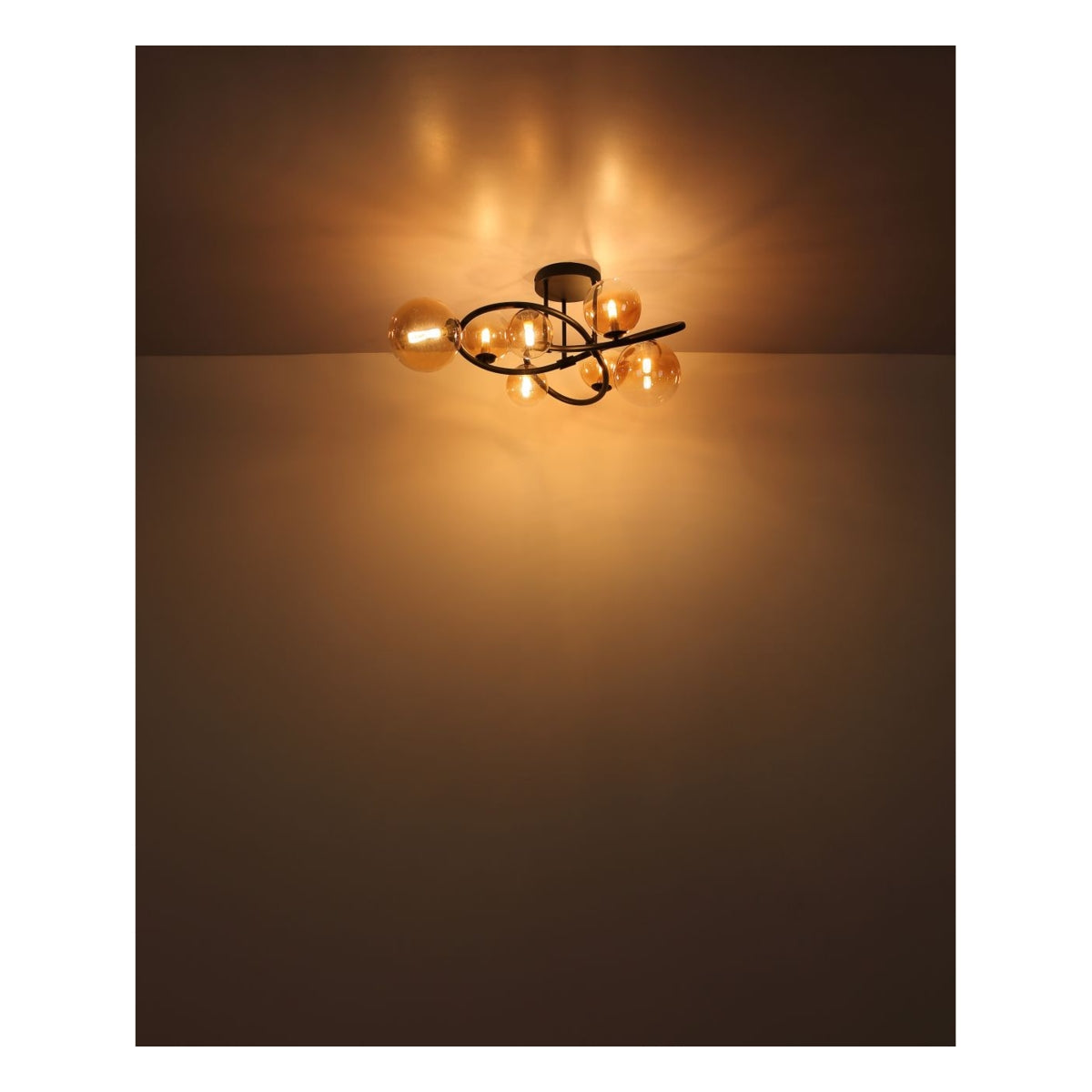 Plafondlamp TUBERIUS ø41CM 3.50 Watt G9 Matt zwart 2-Lichts amber