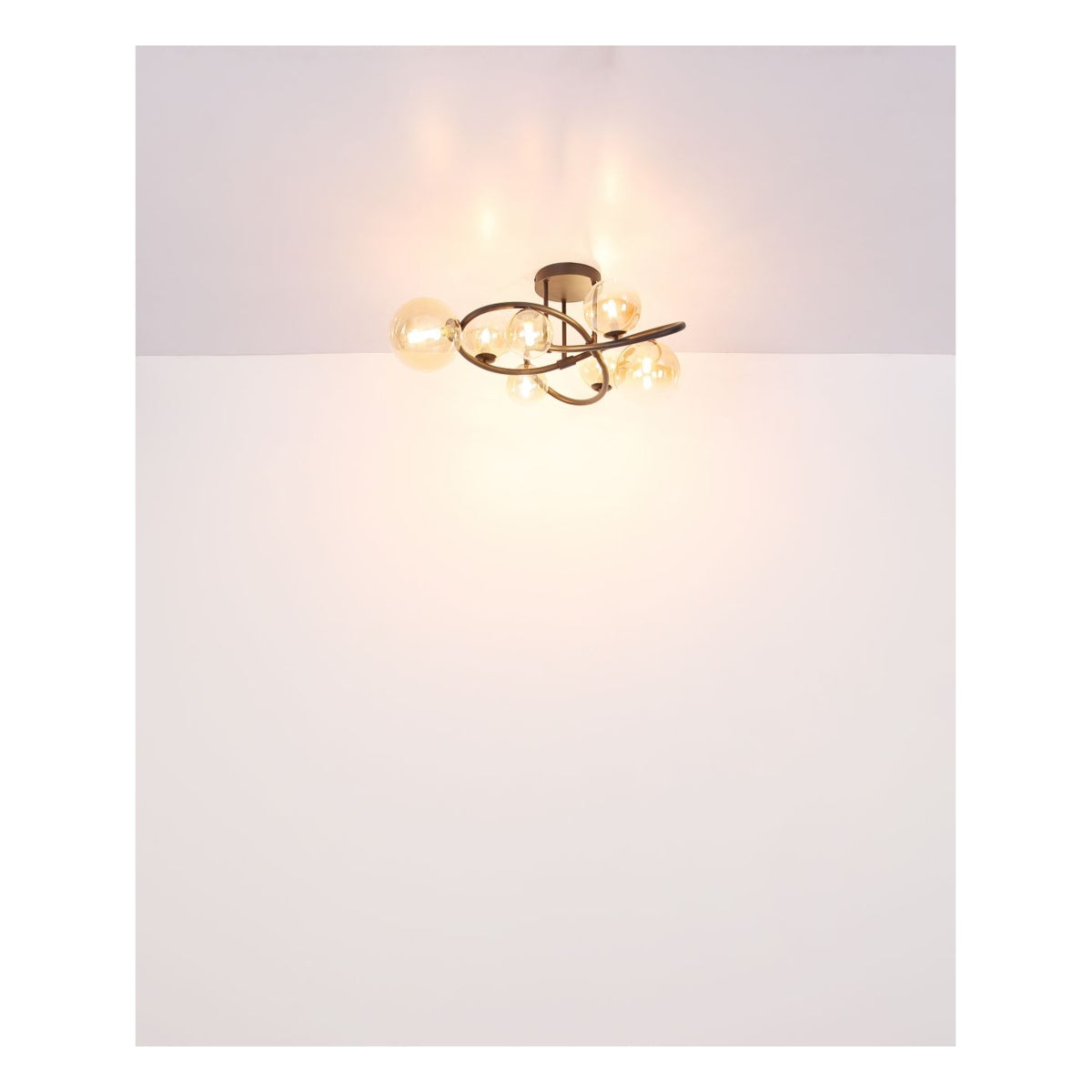 Plafondlamp TUBERIUS ø62CM 3.50 Watt G9 Matt zwart 7-Lichts amber