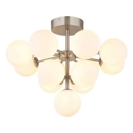 Plafondlamp GRAPPY ø56CM  G9 nickel matt 13-Lichts Opaal