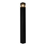 LED Tuinpaal - Staande buitenlamp met Smoked Glas | 80cm | Zwart | IP54 - Denver | Aan foto