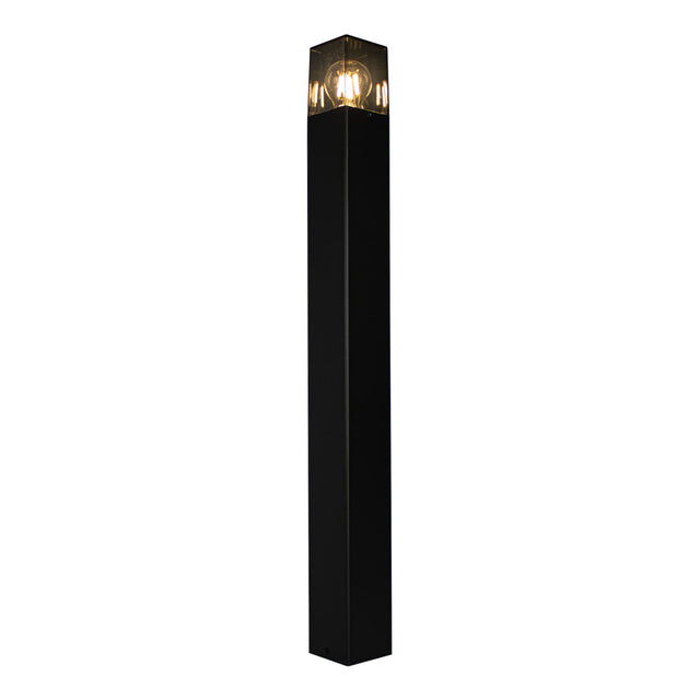 LED Tuinpaal - Staande buitenlamp met Smoked Glas | 80cm | Zwart | IP54 - Denver | Aan foto