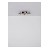 Deckenleuchte mit quadratischen LED-Panels im modernen schwarz-weißen Design, an der Decke montiert, Ansicht von unten.