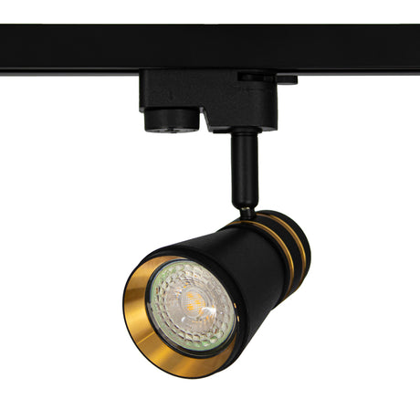 LED 1-fase Railspot 60mm Zwart met goud | GU10 fitting | Uit foto