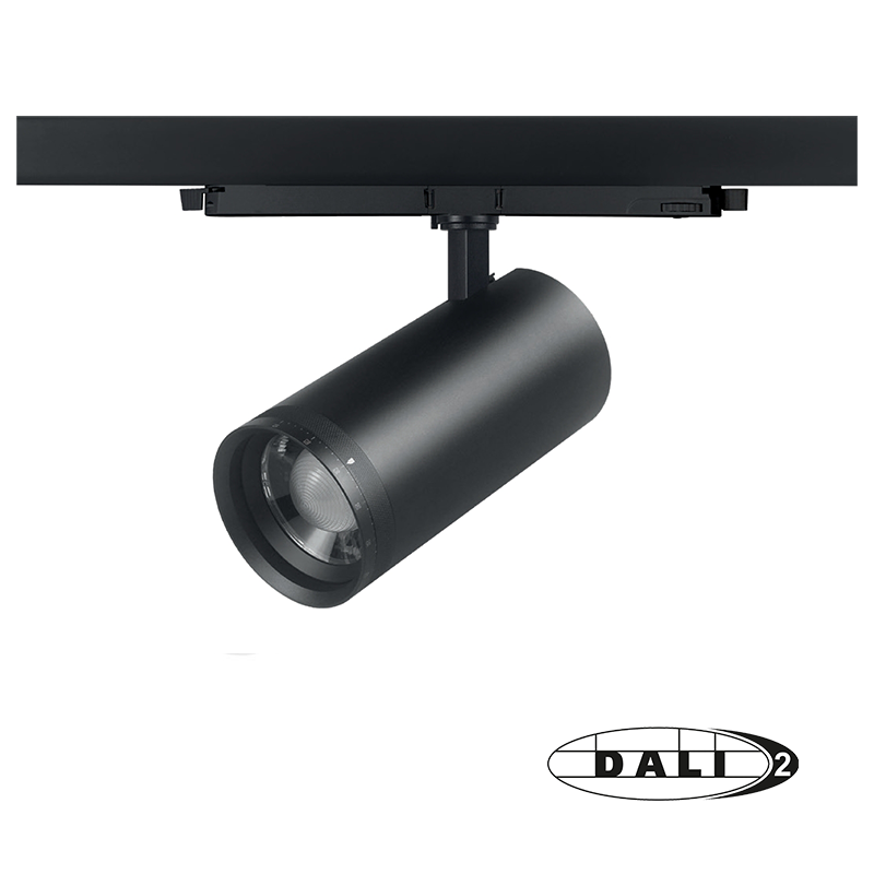 DALI 3-Phasen-Schienenstrahler | Zoombar | Wattschalter | CCT-Schalter | Schwarz