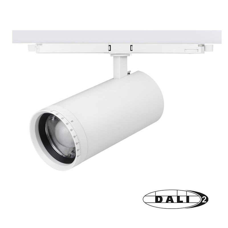DALI 3-Phasen-Schienenstrahler | Zoombar | Wattschalter | CCT-Schalter | Weiß