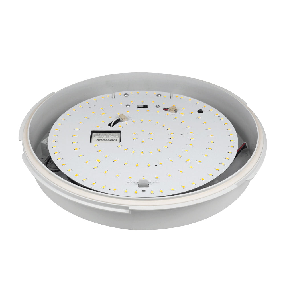 Plafondlamp | Neso | Met Noodunit | IP54 | 13W | CCT-Switch | Boven perspectiefPlafondlamp | Neso | Met Noodunit | IP54 | 13W | CCT-Switch | Boven Binnenkant