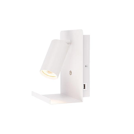 LED Wandlamp - Bedlamp met plateau | Incl. USB | Wit | GU10 fitting