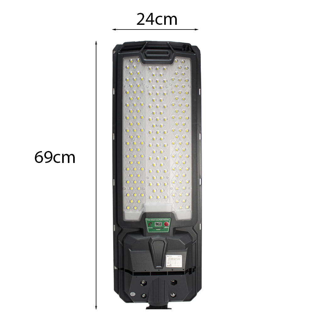 LED Solar Straßenlaterne mit Sensor | Ø50mm | 300 Watt | IP65 – Spritzwassergeschützt | Schwarz | Mit Fernbedienung