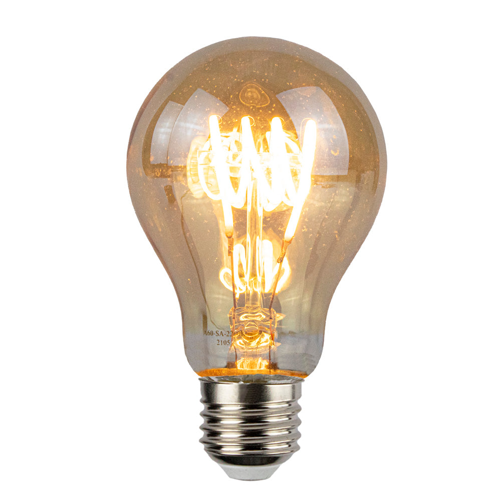 LED Filament Peer lamp | dimbaar | 4W A60 E27 - 2200K - goud glas- lamp aan