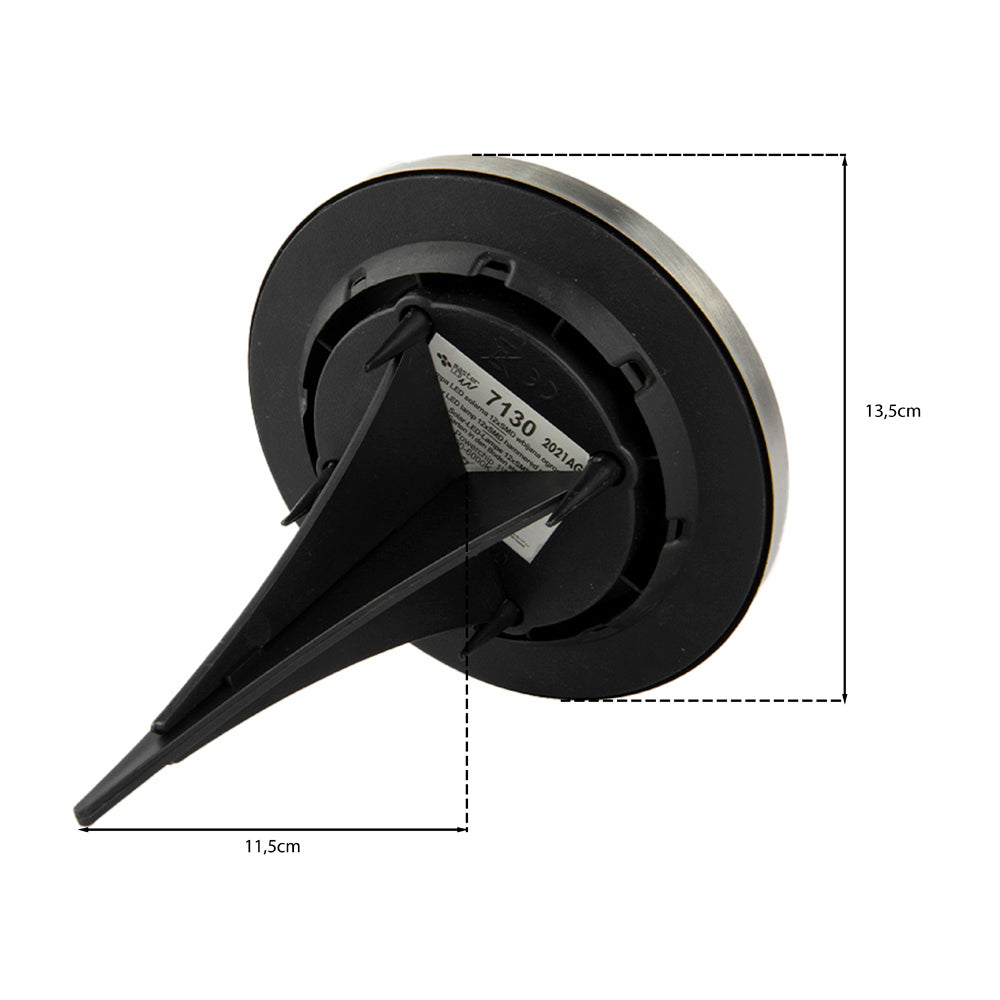 LED Solar grondspot - prikspot - zonne energie - rond rvs - set van 4 stuks - afmetingen