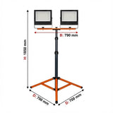 LED Baustrahler auf Stativ | 2x 50W | Orange | 4500K
