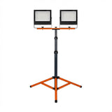 LED Baustrahler auf Stativ | 2x 50W | Orange | 4500K