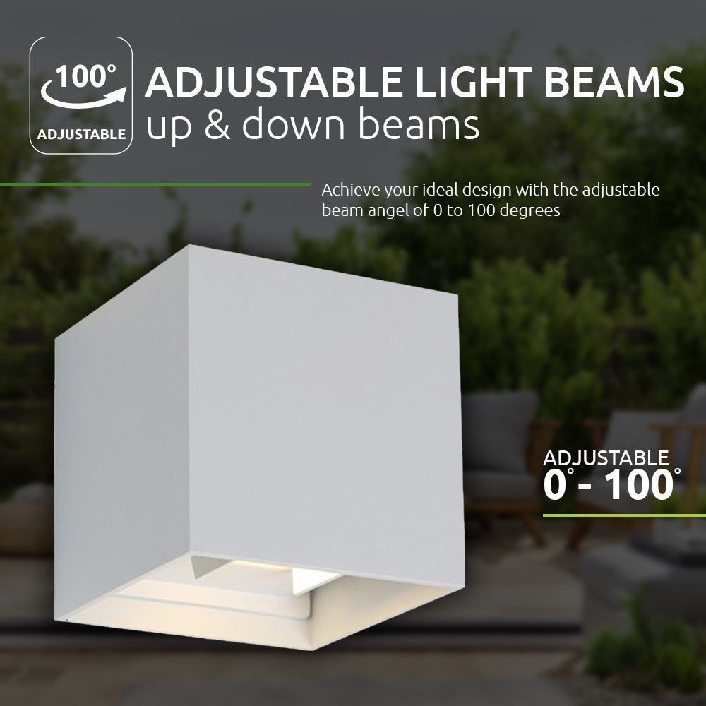 Buiten wandlamp kubus - 6W warm licht - stralingshoek instelbaar